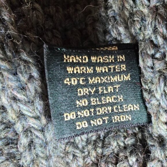 Blarney Wool Cable Knit Fisherman Sweater Cardigan Medium Full Zip Moss Green - Picture 12 of 16